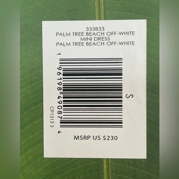 NWT Farm Rio Palm Tree Off White and blue balloon sleeve mini dress womens Small - Picture 6 of 6